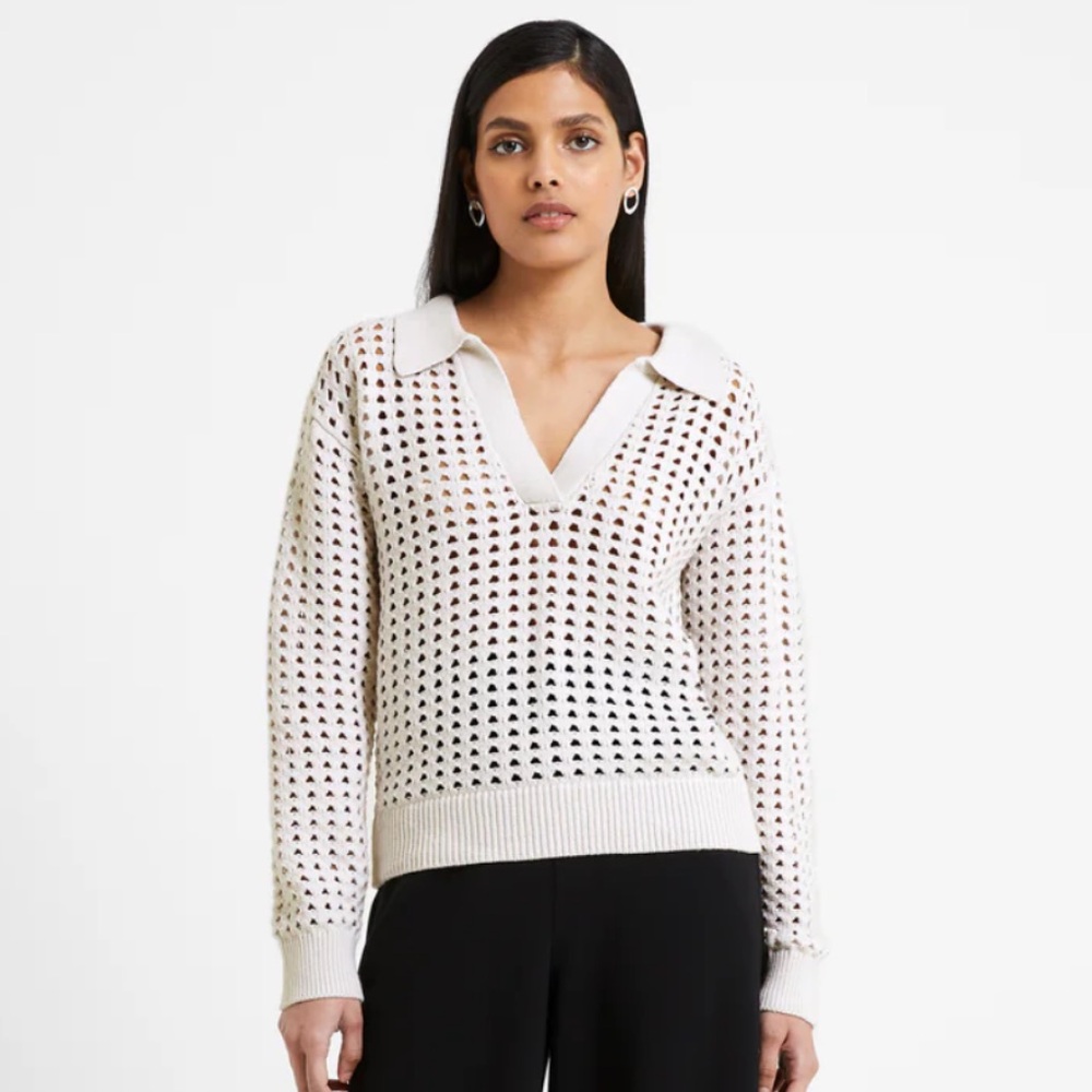 French Connection Pointelle Pullover Sweater NWOT S